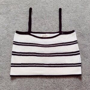 Jessica Simpson Women's Crochet Tank Top Black Ivory Size Large NEW Boho Beach